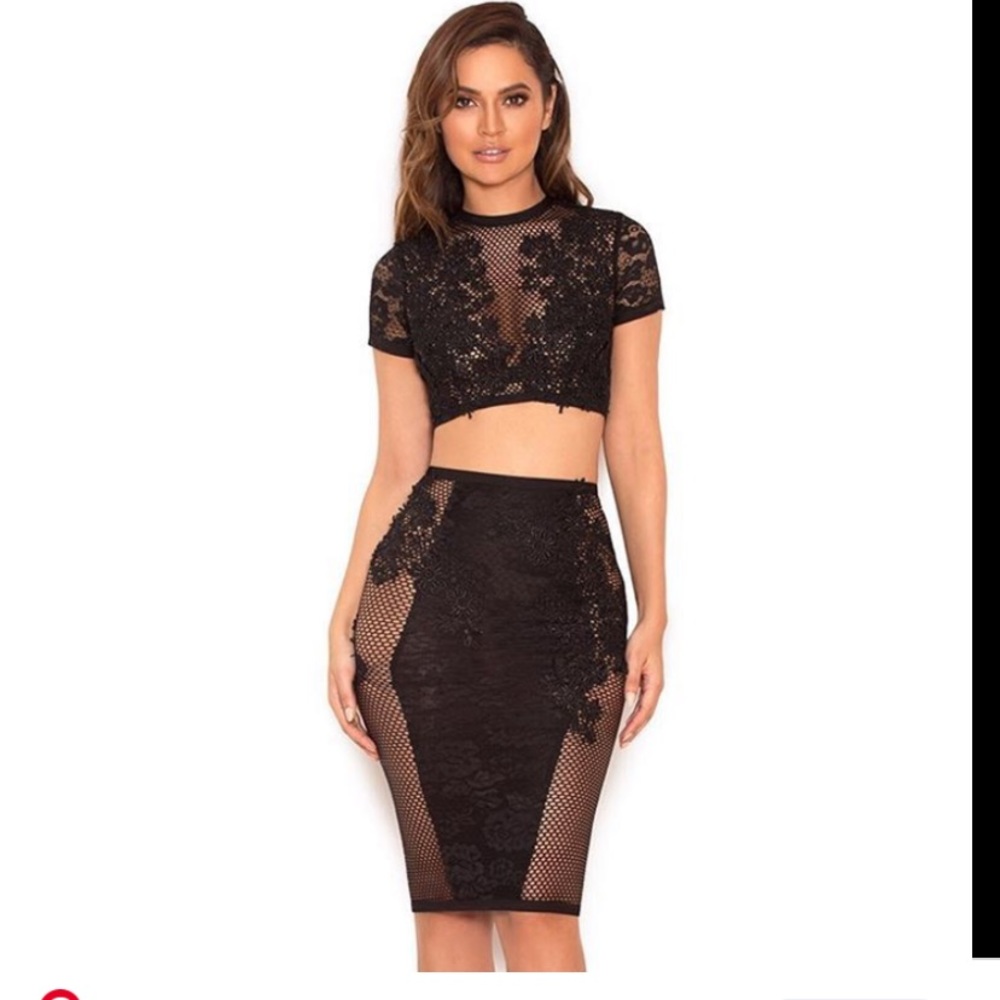 House of CB London- Black Crop Top Set - Picture 2 of 2